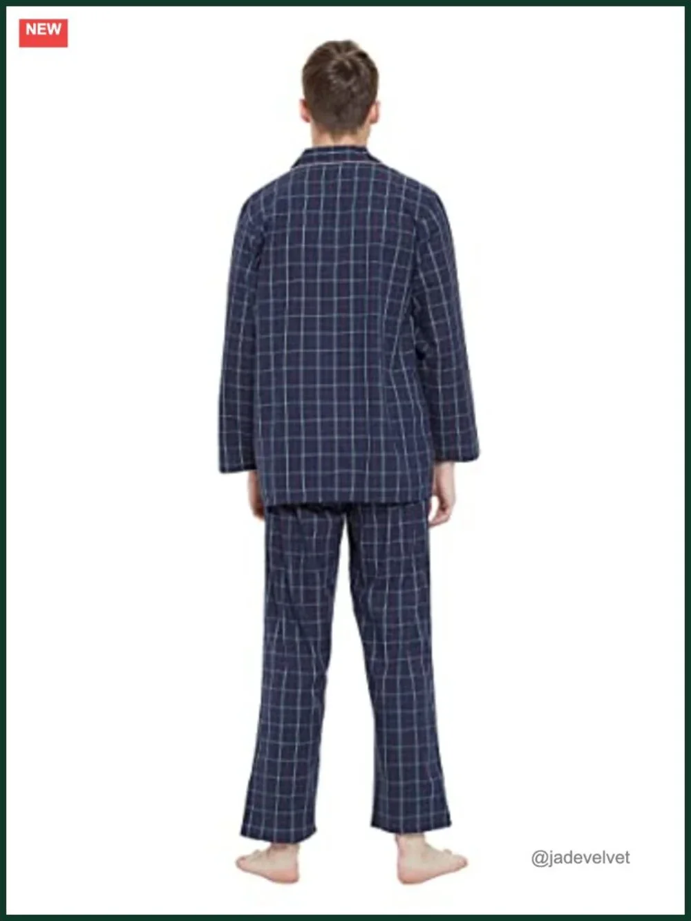 Men's 100% Cotton Pajama Set Button Down Long Sleeve Sleepwear